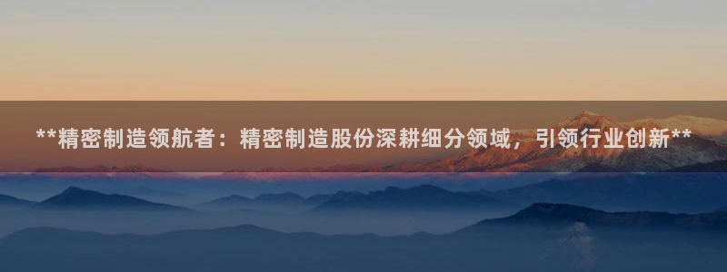 彩神是正规平台吗安全吗：**精密制造领航者：精密制造股份深耕细分领域，引领行业创新**