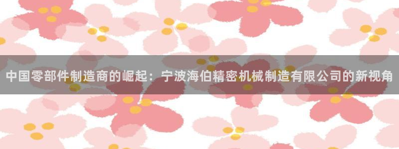 彩神趣购彩用户注册：中国零部件制造商的崛起：宁波海伯精密机械制造有限公司的新视角